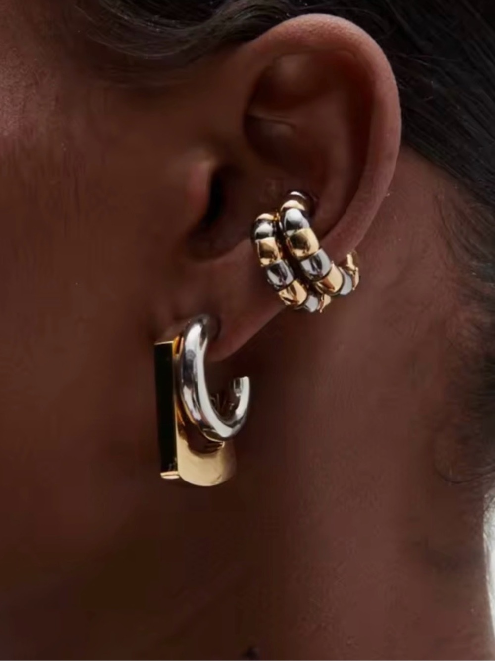 NEW Tina Mini Earrings Two-Tone Mixed Metals Gold Silver Demarson STYLE AU29